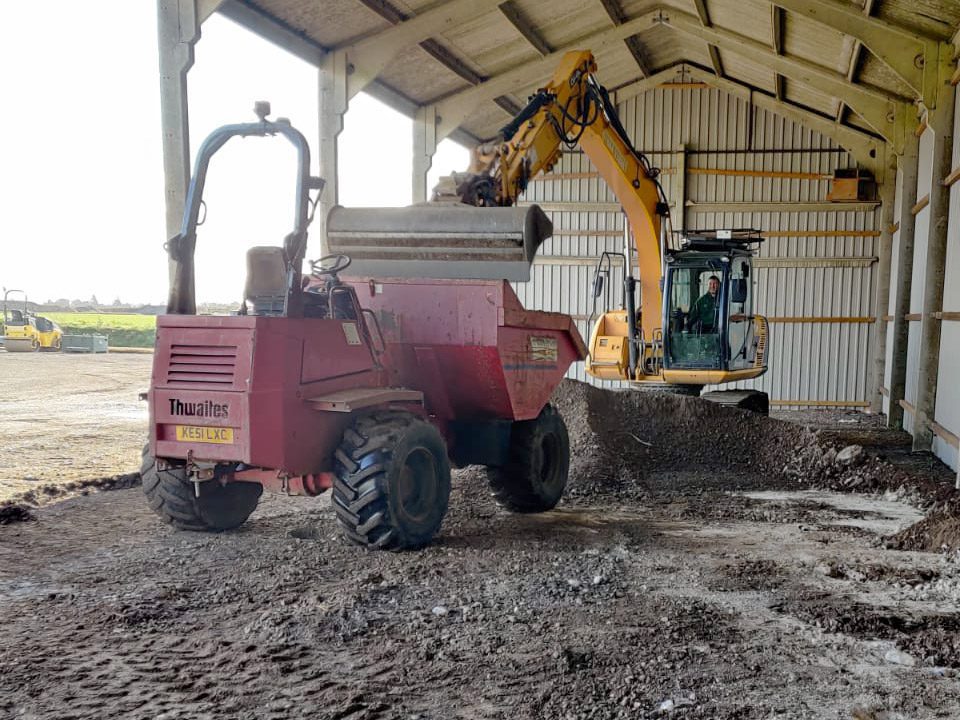 Concreteing barn base in oxfordshire